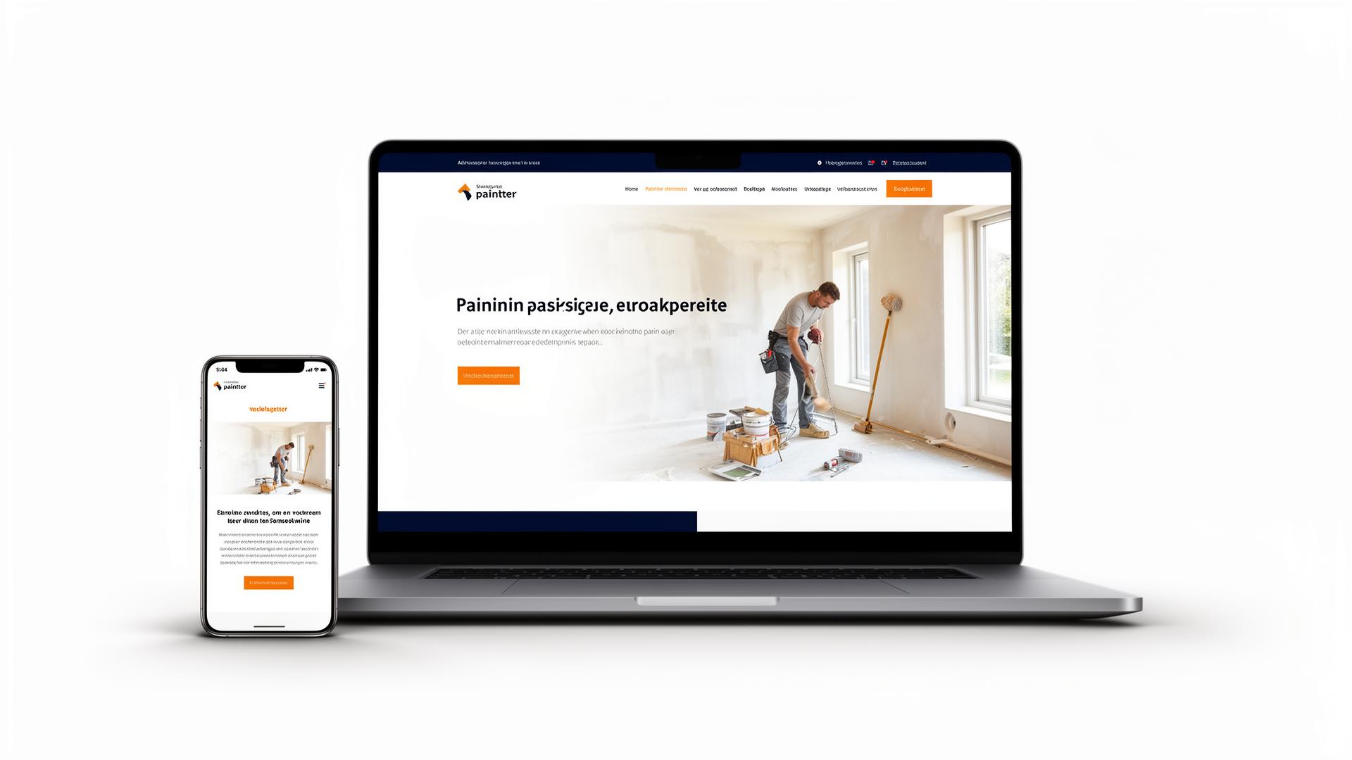 Voorbeeld van moderne website op laptop en mobiel